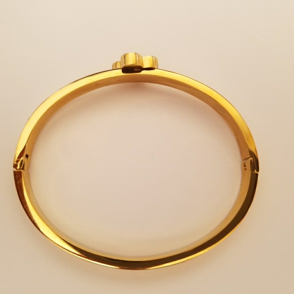 Clover Gold Bracelet With crystal Stone, Four Leaf Black Clover, - Picture 7 of 8
